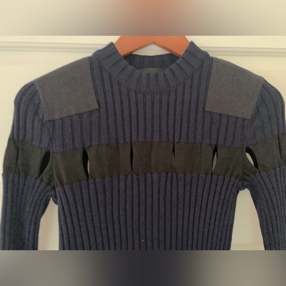 Alexander Wang navy blue ribbed dress with cutouts and épaullet details. Small - Picture 2 of 7